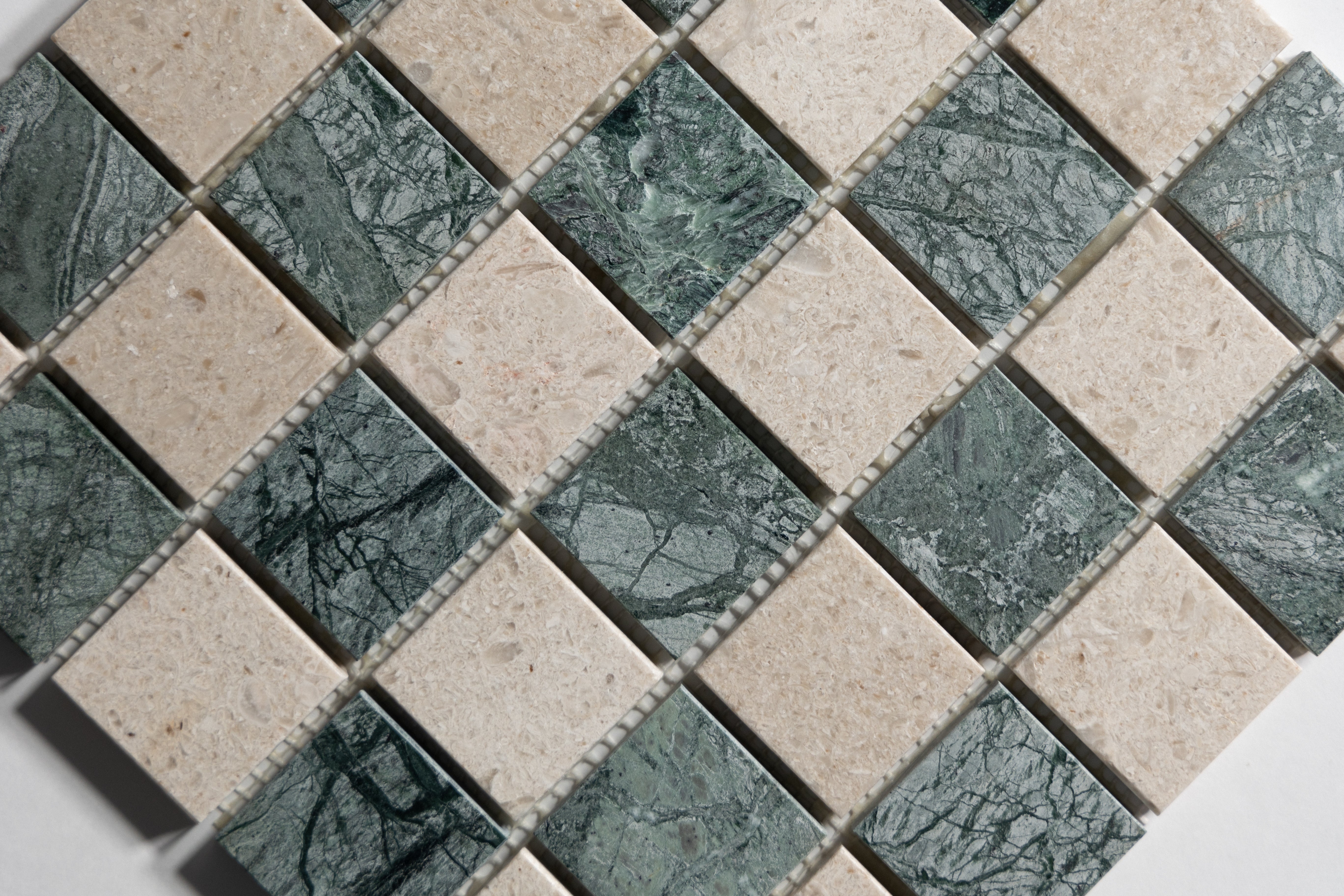 Sierra Limestone & Guatemala Green 2"x2" Mosaic