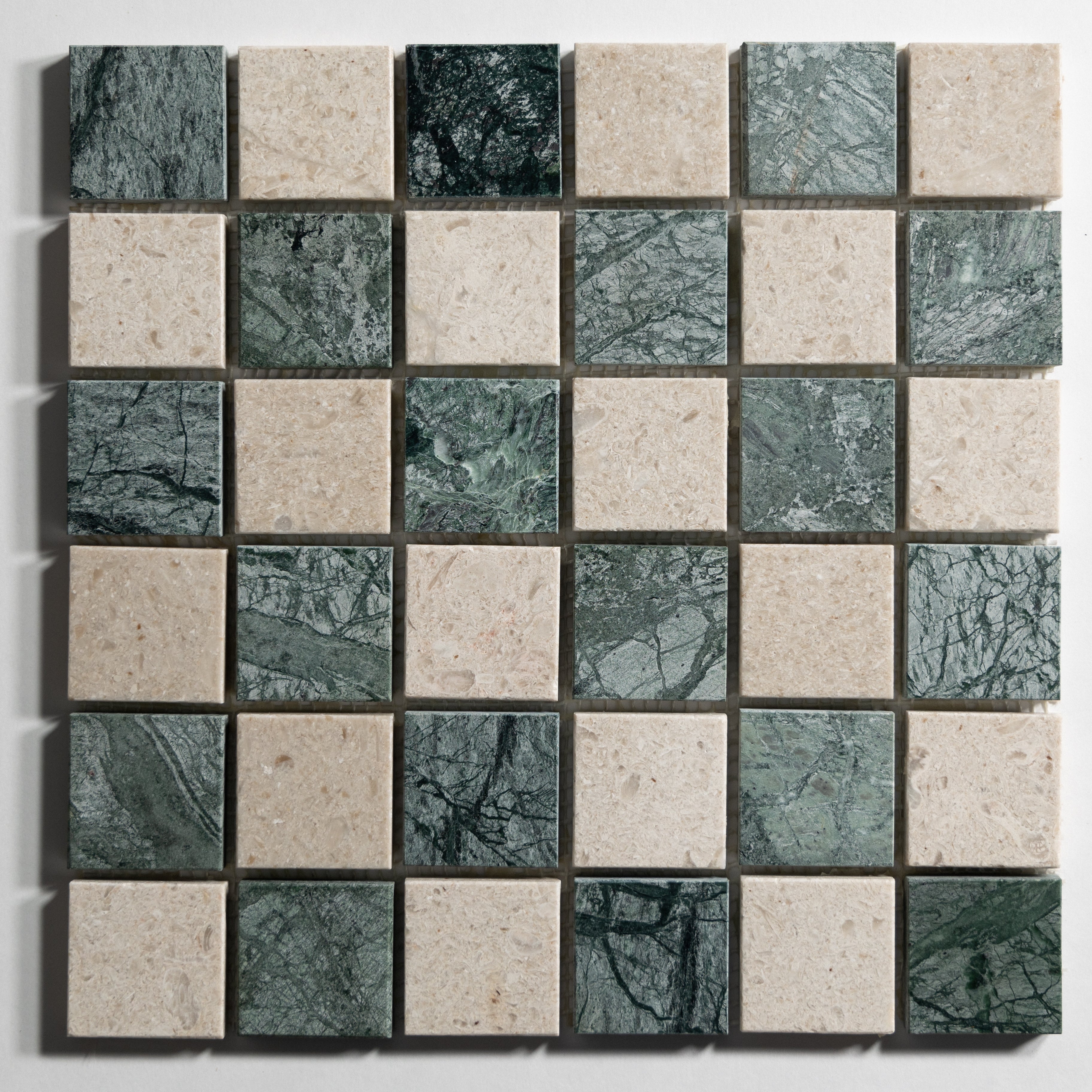 Sierra Limestone & Guatemala Green 2"x2" Mosaic